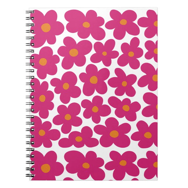 Pink Fun Floral Pattern Notebook (Front)