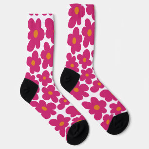 Pink Fun Floral Pattern Socks