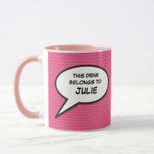Pink Fun Personalised Speech Bubble Quote Mug