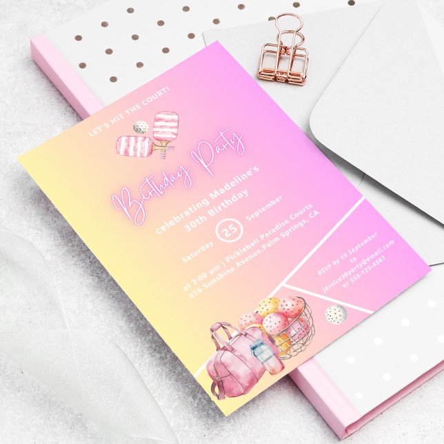 Pink Fun Pickleball 30th Birthday Party Invitation (Creator Uploaded)