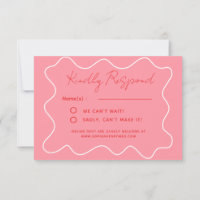 pink Fun Retro Whimsical Minimalist Wedding