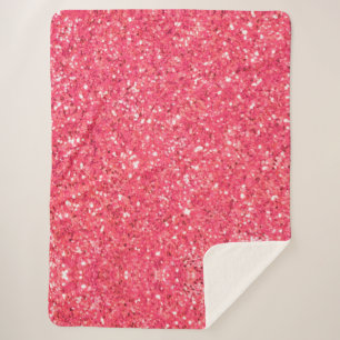 Pink fun sparkle glitter pattern, gift for her sherpa blanket