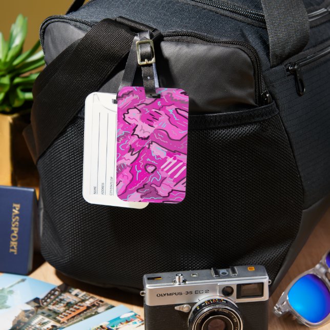 Pink! Fun with Abstract Art  Luggage Tag (Front & Back)