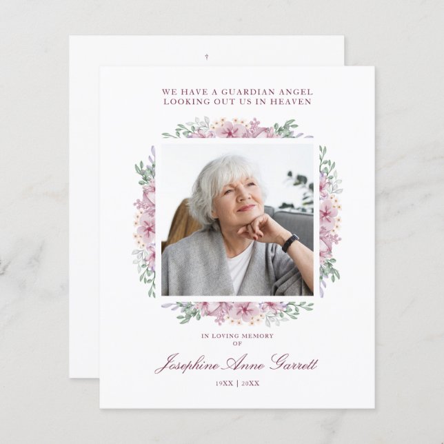 Pink Funeral Photo Remembrance Service Dear Ones (Front/Back)