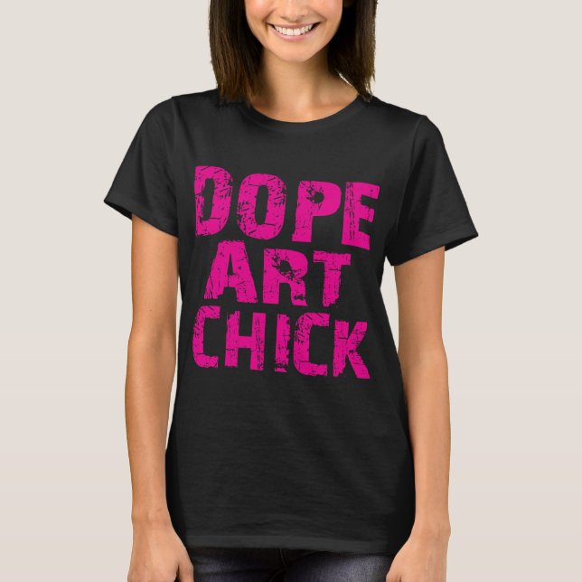 Pink Funk Dope Art Chick Pink on Black T-Shirt (Front)