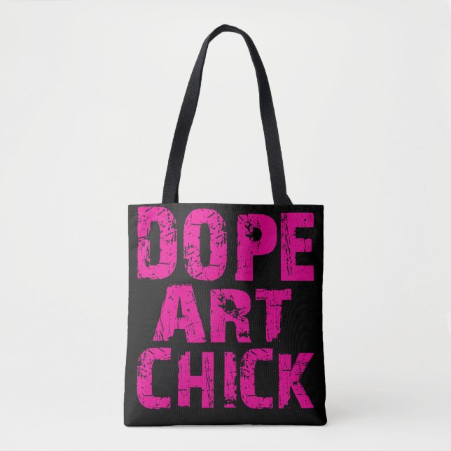 Pink Funk Dope Art Chick Tote Pink on Black (Front)