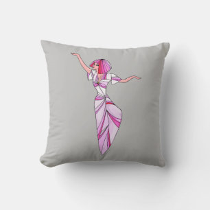 Pink funky dancer girl with pink hair cushion