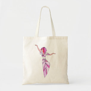 Pink funky dancer girl with pink hair tote bag
