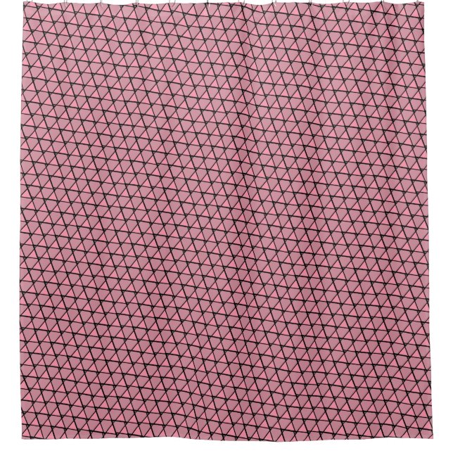 Pink Funky Triangles Shower Curtain (Front)