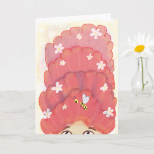 Pink Funny Bee in Your Hair Humourous Joke Birthda Card