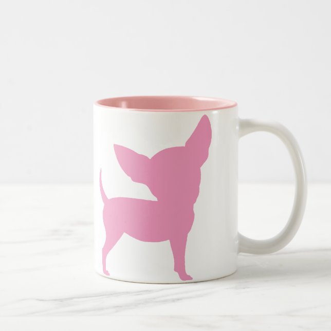 Pink Funny Chihuahua Two-Tone Coffee Mug (Right)