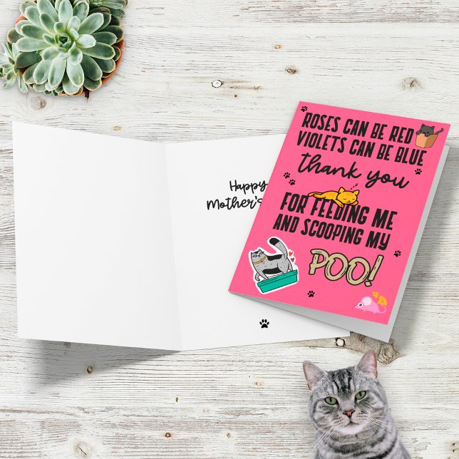 Pink Funny Cute Happy Mother's Day From Cat Card (Creator Uploaded)