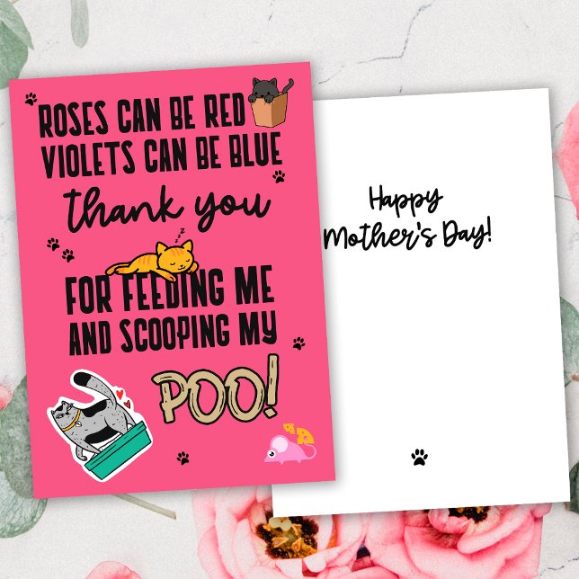 Pink Funny Cute Happy Mother's Day From Cat Card (Creator Uploaded)