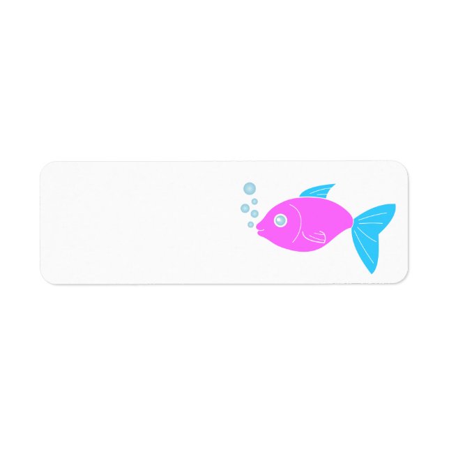 Pink funny fish return address label (Front)