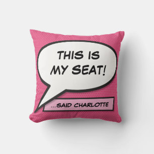 Pink Funny Personalised Speech Bubble Modern Cool Cushion
