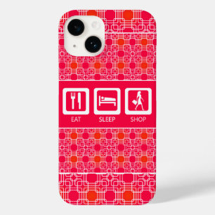 Pink Funny Shopaholic Eat Sleep Shop Award Case-Mate iPhone 14 Case