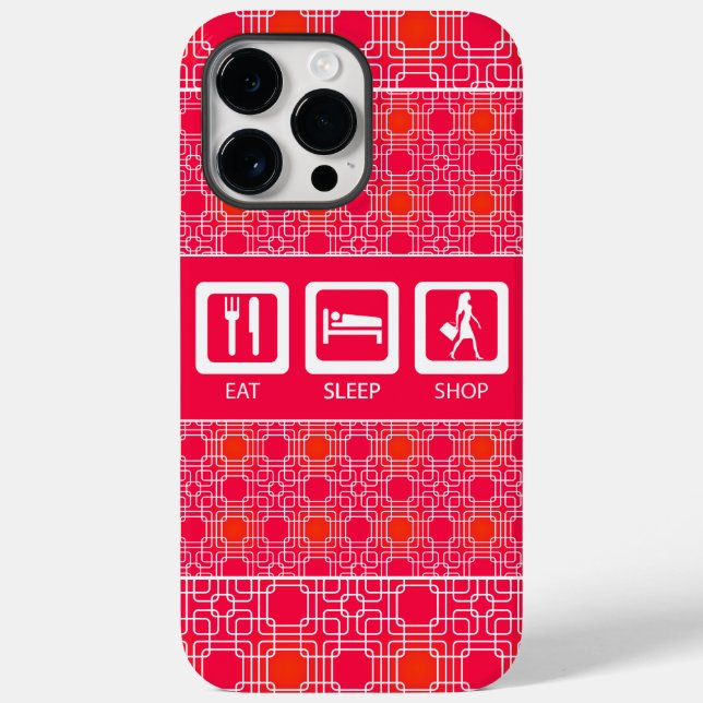 Pink Funny Shopaholic Eat Sleep Shop Award Case-Mate iPhone Case (Back)