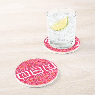 Pink Funny Shopaholic Eat Sleep Shop Award Coaster
