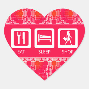 Pink Funny Shopaholic Eat Sleep Shop Award Heart Sticker