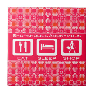 Pink Funny Shopaholic Eat Sleep Shop Award Tile