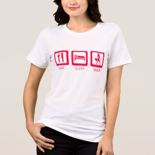 Pink Funny Shopaholic Eat Sleep Shop Award Tri-Blend Shirt
