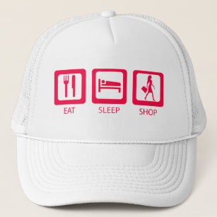 Pink Funny Shopaholic Eat Sleep Shop Award Trucker Hat
