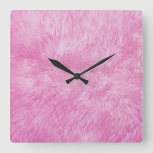 Pink Fur Frenzy Square Wall Clock
