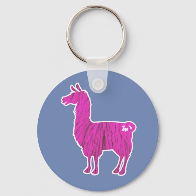 Pink Furry Llama Keychain (Front)