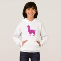 Pink Furry Llama Kids Hoodie