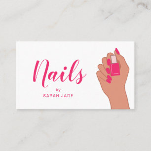 Pink Fuschia Nail Salon Modern Business Card