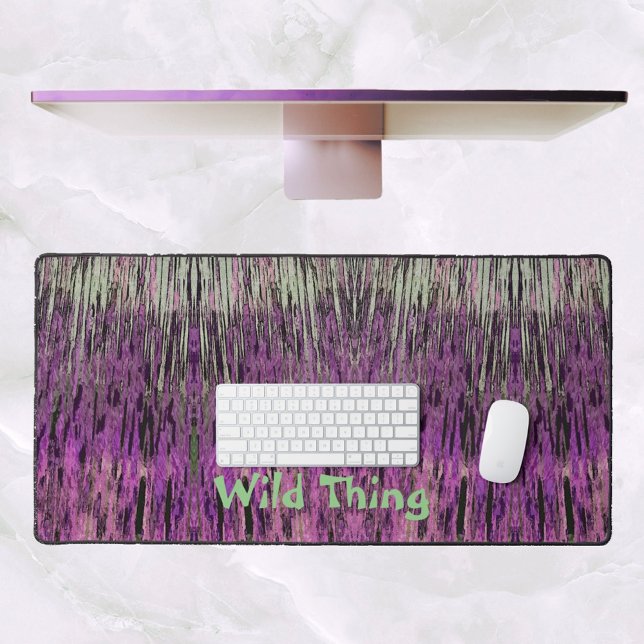Pink Fuschia Purple and Green Wild Thing Abstract Desk Mat (Creator Uploaded)