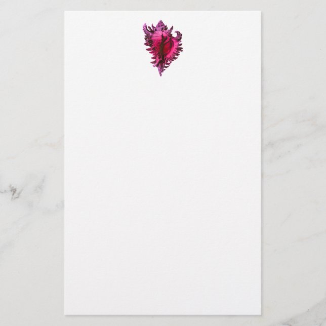 Pink Fuscia Sea Shell Stationery (Front)