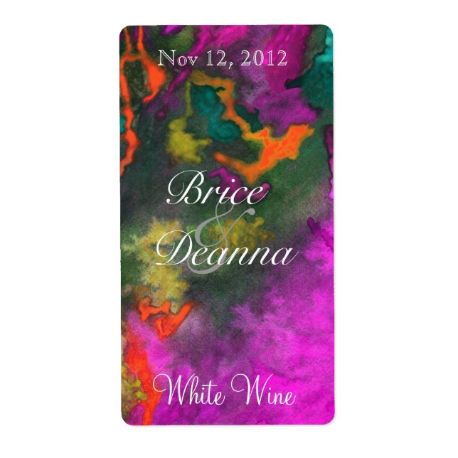 Pink Fusion 2 Wedding Wine Label (Front)