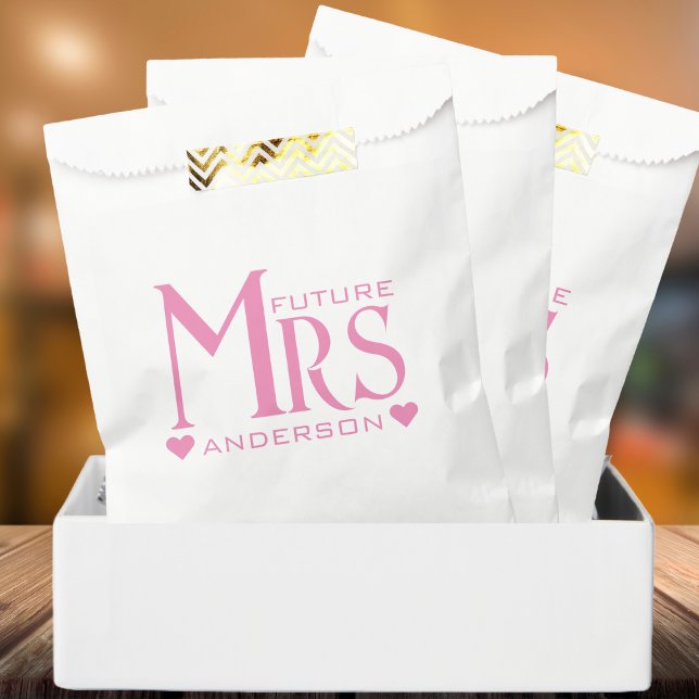 Pink Future Mrs Engagement Party Bridal Shower Favour Bag (Pink Future Mrs Engagement Party Bridal Shower Favor Bag)