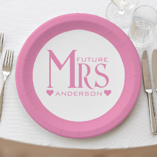 Pink Future Mrs Engagement Party Bridal Shower Paper Plate