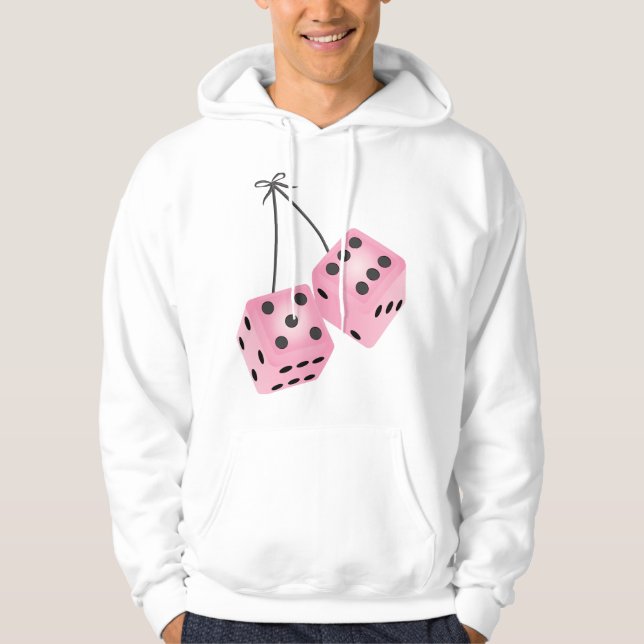 Pink Fuzzy Dice Hoodie (Front)