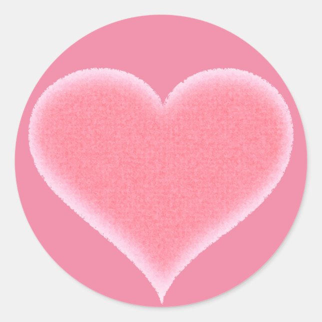 Pink Fuzzy Heart Customisable Classic Round Sticker (Front)