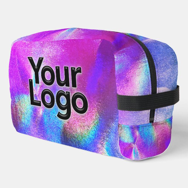 Pink Galaxy Holographic Luxury Business Logo Dopp Kit (Left Corner)
