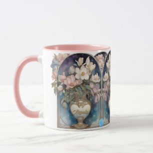 Pink Galaxy Magnolias Personalized Mug