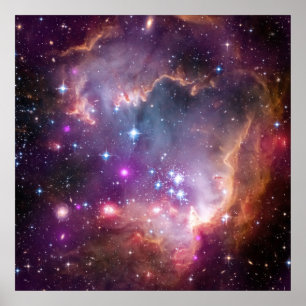 Pink Galaxy Nebula Universe Supernova Stars Night Poster