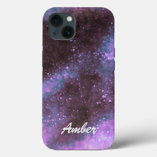 Pink Galaxy Sparkles Abstract Personalised iPhone 13 Case