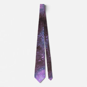 Pink Galaxy Sparkles Abstract Tie