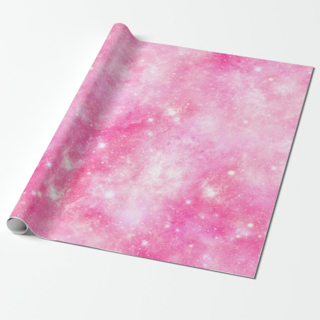 Pink Galaxy Universe Wrapping Paper (Unrolled)