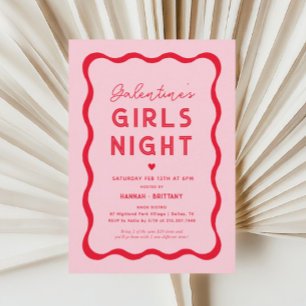 Pink Galentine's Day Girls Night Invitation