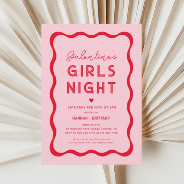 Pink Galentine's Day Girls Night  Invitation (Creator Uploaded)