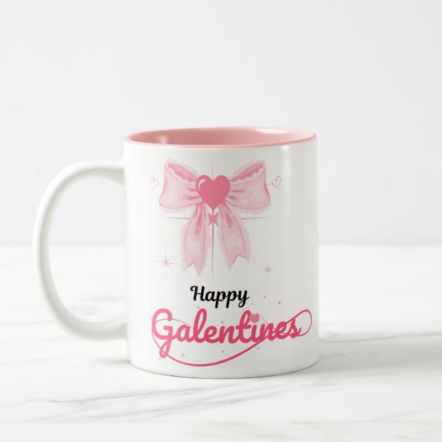 pink galentines day mug valentines day (Left)