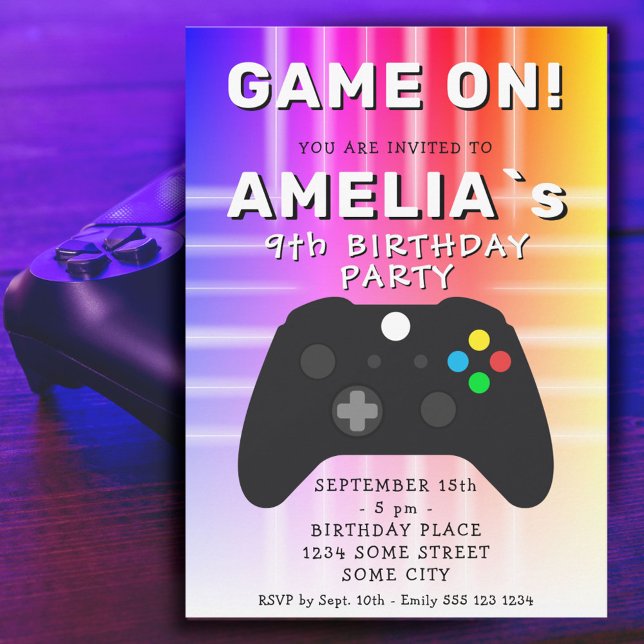 Pink Game On Video Game Controller Gaming Birthday Invitation (Creator Uploaded)