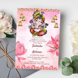 Pink Ganesha lotus Indian wedding template