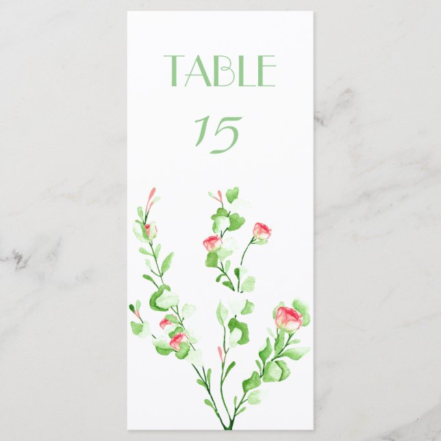 Pink Garden Bouquet Table Number Card (Front)
