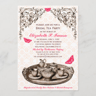 Pink Garden Bridal Tea Party Invitations
